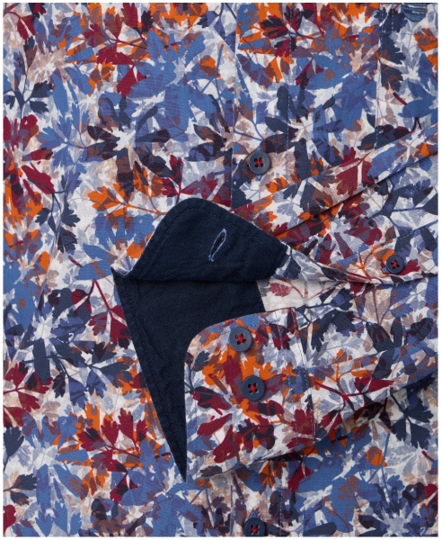 REDMOND Langarmhemd Modern Fit rot multicolor Print Floral